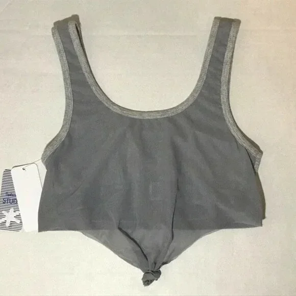 Splendid Grey Gray Mesh Ribbed Sports Bra - Picture 3 of 3